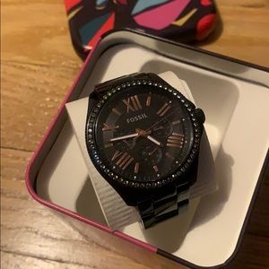 Black and Rose Gold Fossil Watch!